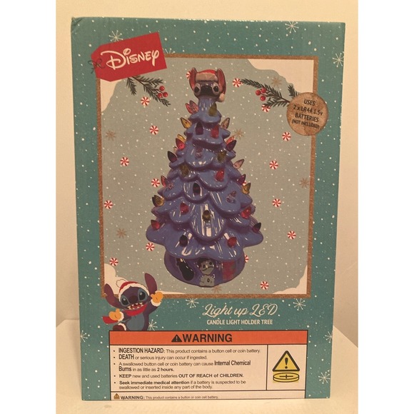 Disney Merry Stitchmas Lilo Stitch Ceramic Light Up Christmas Tree 11" Decor NEW - Picture 2 of 14